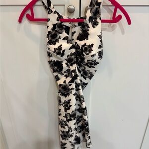 Floral Black and White Women's Jumpsuit